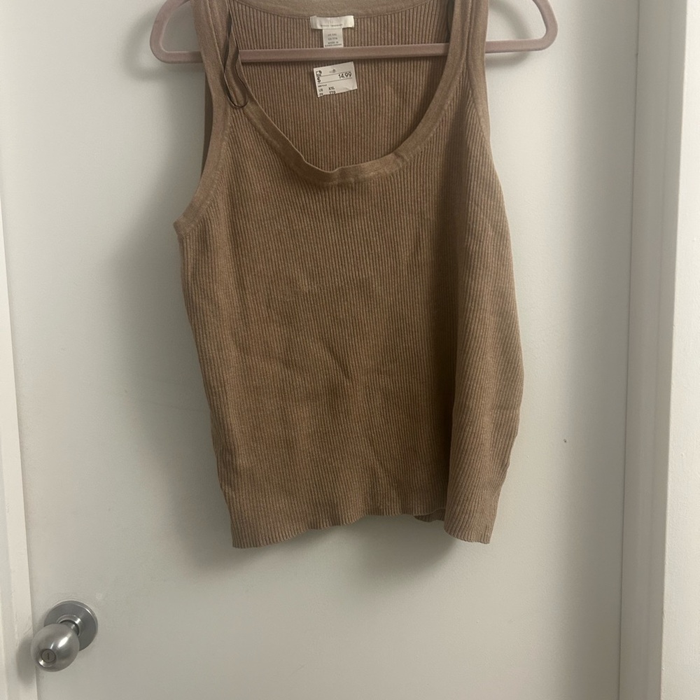 H&M Brown Ribbed Tank Top